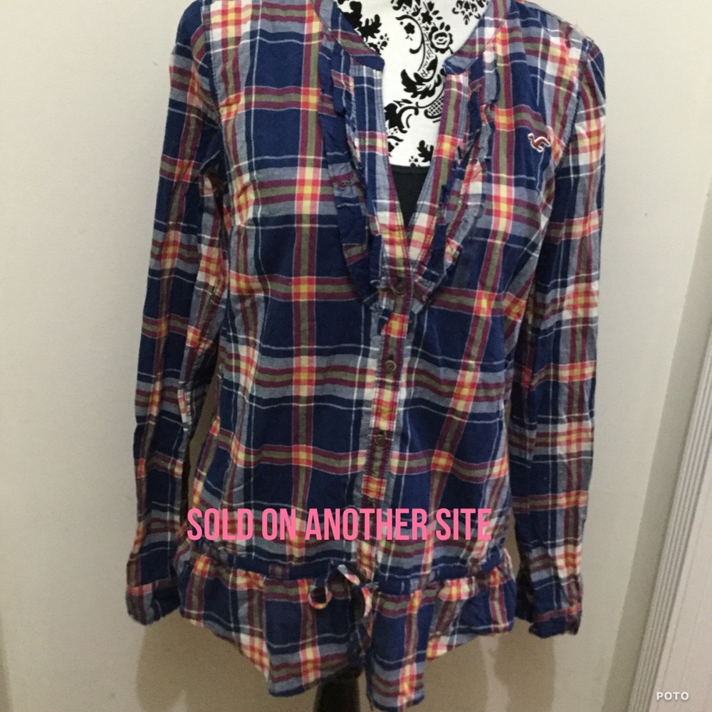 NWT Hollister Womens Plaid Button Down TunicShirt
